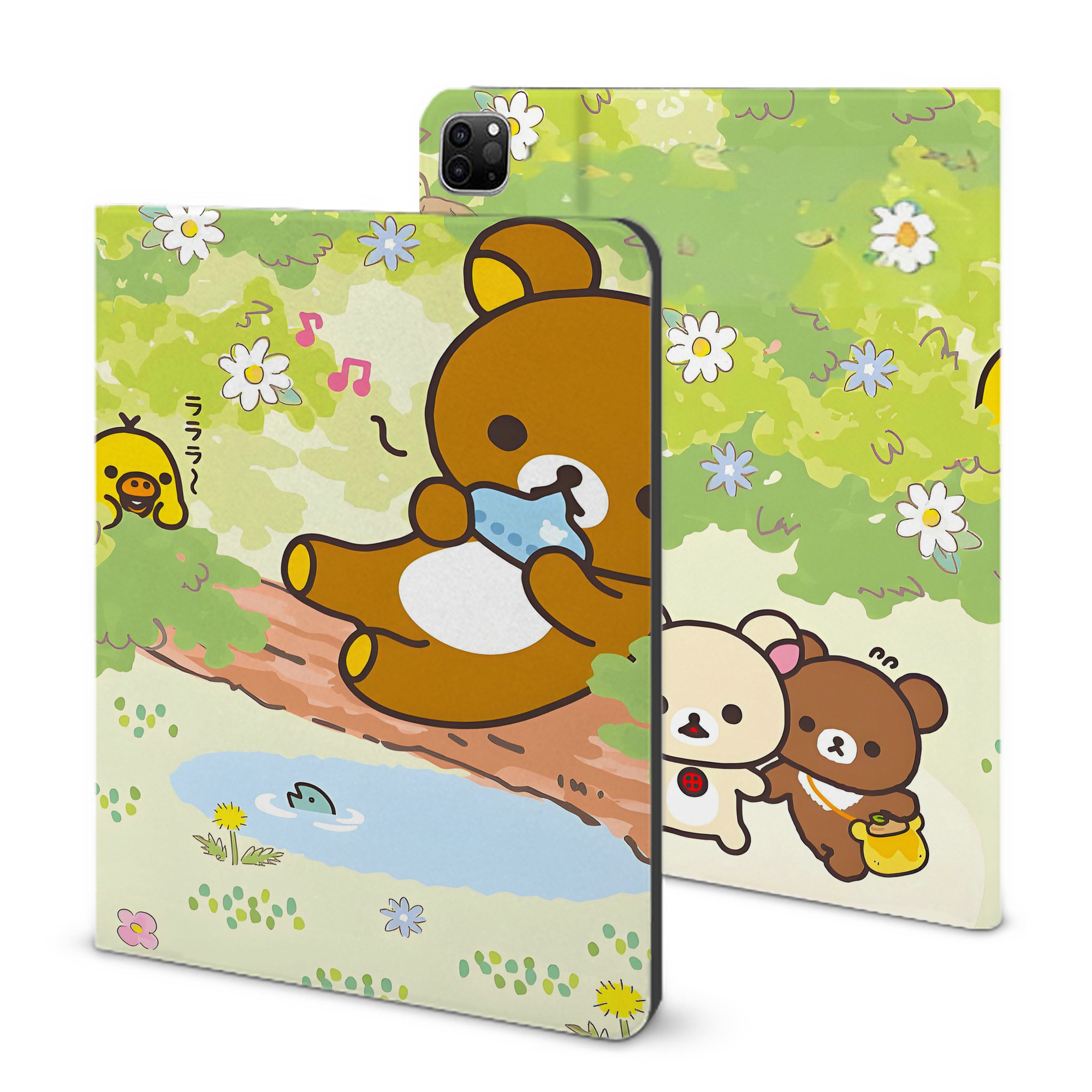 （画像用） リラックマ リラックマ キイロイトリ Rilakkuma Korilakkuma Kiiroitori IPad ケース ブック型 PUレザー TPU 耐衝撃 軽量 薄型 ペン収納なし 全面保護 IPad 各モデル対応